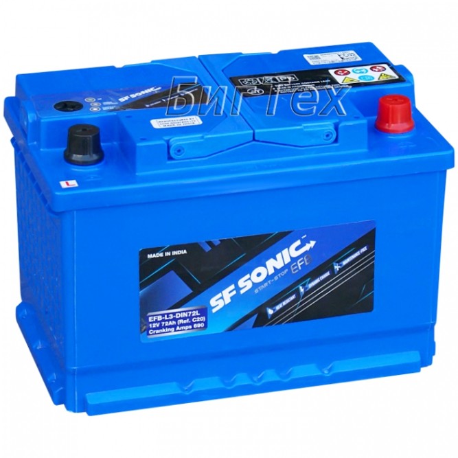 Аккумулятор автомобильный SF SONIC EFB L3 74Ah 690А