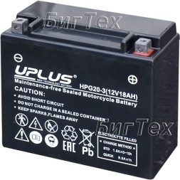 Мото аккумулятор Uplus HPG20-3 Nano Gel 18 Ач (YTX20L)