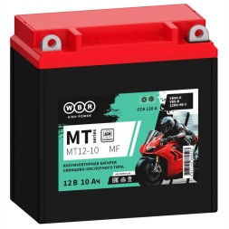 Мото аккумулятор WBR MT12-10 10Ah (YB9-B, 12N9-4B, YB9A-A)