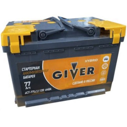 Аккумулятор автомобильный GIVER HYBRID 77 Ач 640А о.п.