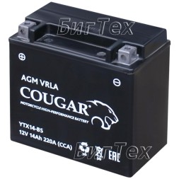 Мото аккумулятор COUGAR YTX14-BS AGM VRLA 14 Ач