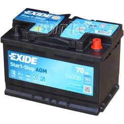 Аккумулятор автомобильный Exide AGM Start-Stop EK700 70 Ач Аккумулятор автомобильный Exide AGM Start-Stop EK700 70 Ач