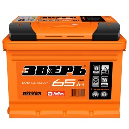 Аккумулятор автомобильный Зверь Ca/Ca 65Ач 640А обр. пол.
