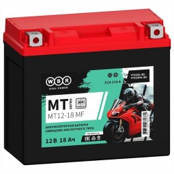 Мото аккумулятор WBR MT12-18 18Ач 270А (YTX20HL) 