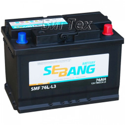 Аккумулятор автомобильный SEBANG SMF 76L-L3, 76 Ач 790A