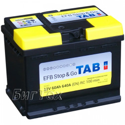 Аккумулятор автомобильный TAB EFB Stop Go L2, 60 Ач