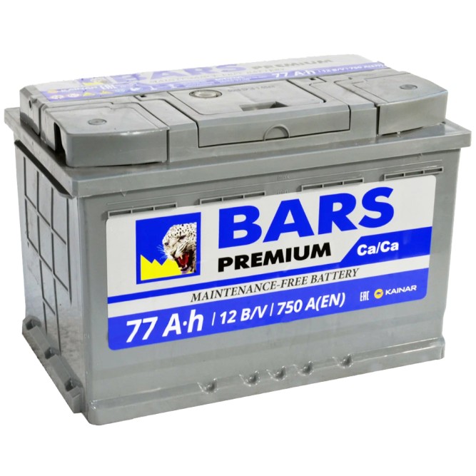 Аккумулятор автомобильный BARS Premium 77Ah 750А пр. пол.  