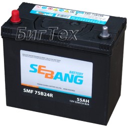 Аккумулятор автомобильный SEBANG 75B24R 55 Ач (тонкие клеммы)
