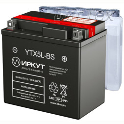 Мото аккумулятор ИРКУТ YTX5L-BS AGM 4.6 Ач