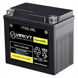 Мото аккумулятор ИРКУТ YTX5L-GEL 4.7 Ач