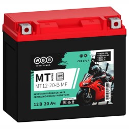 Мото аккумулятор WBR MT12-20-B 20 Ач (YTX20HL)