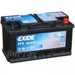 Аккумулятор автомобильный EXIDE EFB EL752 75Ач Аккумулятор автомобильный EXIDE EFB EL752 75Ач