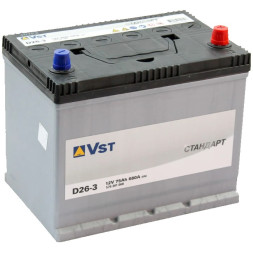Аккумулятор автомобильный VST Стандарт D26-3, 75 Ач 680A Аккумулятор автомобильный VST Стандарт D26-3, 75 Ач 680A