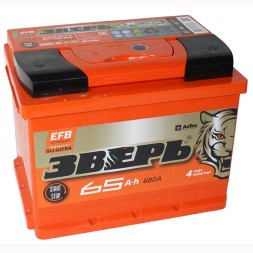 Аккумулятор автомобильный Зверь EFB 65Ач 680A обр. пол. Аккумулятор автомобильный Зверь EFB 65Ач 680A обр. пол.