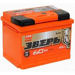 Аккумулятор автомобильный Зверь EFB 60Ач 640A обр. пол. Аккумулятор автомобильный Зверь EFB 60Ач 640A обр. пол.
