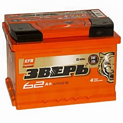 Аккумулятор автомобильный Зверь EFB 62Ач 640A (низкий) Аккумулятор автомобильный Зверь EFB 62Ач 640A (низкий)