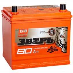 Аккумулятор автомобильный Зверь Азия EFB 85D23L 80Ah 720A Аккумулятор автомобильный Зверь Азия EFB 85D23L 80Ah 720A
