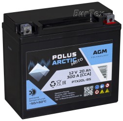 Мото аккумулятор POLUS ARCTIC MOTO AGM 20Ач 300А (PTX20L-BS) Мото аккумулятор POLUS ARCTIC MOTO AGM 20Ач 300А (PTX20L-BS)