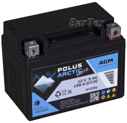 Мото аккумулятор POLUS ARCTIC MOTO AGM 5Ач 138А (PTZ5S) Мото аккумулятор POLUS ARCTIC MOTO AGM 5Ач 138А (PTZ5S)