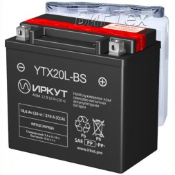 Мото аккумулятор ИРКУТ YTX20L-BS AGM 18.6 Ач Мото аккумулятор ИРКУТ YTX20L-BS AGM 18.6 Ач