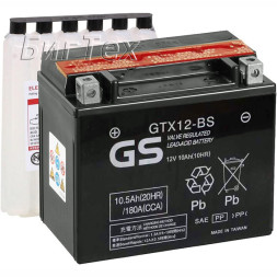 Мото аккумулятор GS GTX12-BS 10.5 Ач Мото аккумулятор GS GTX12-BS 10.5 Ач