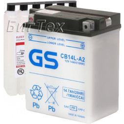 Мото аккумулятор GS CB14L-A2 14.7 Ач Мото аккумулятор GS CB14L-A2 14.7 Ач