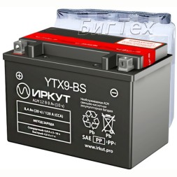 Мото аккумулятор ИРКУТ YTX9-BS AGM 8.4 Ач Мото аккумулятор ИРКУТ YTX9-BS AGM 8.4 Ач