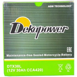 Мото аккумулятор DEKAPOWER DTX30L 30Ач 420А о/п Мото аккумулятор DEKAPOWER DTX30L 30Ач 420А о/п