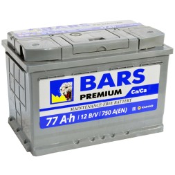 Аккумулятор автомобильный BARS Premium 77Ah 750А обр. пол. Аккумулятор автомобильный BARS Premium 77Ah 750А обр. пол.