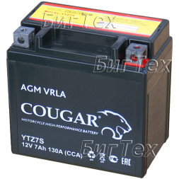 Мото аккумулятор COUGAR YTZ7S AGM VRLA 7 Ач Мото аккумулятор COUGAR YTZ7S AGM VRLA 7 Ач