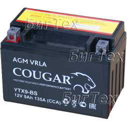 Мото аккумулятор COUGAR YTX9-BS AGM VRLA 9 Ач Мото аккумулятор COUGAR YTX9-BS AGM VRLA 9 Ач