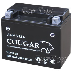 Мото аккумулятор COUGAR YTX12-BS AGM VRLA 12 Ач Мото аккумулятор COUGAR YTX12-BS AGM VRLA 12 Ач