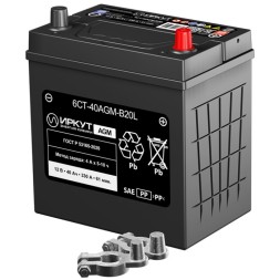 Аккумулятор автомобильный ИРКУТ AGM-B20L(S) 40Ач, 330А, о/п Аккумулятор автомобильный ИРКУТ AGM-B20L(S) 40Ач, 330А, о/п